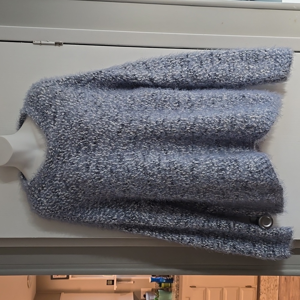 SO Blue and White Eyelash Sweater